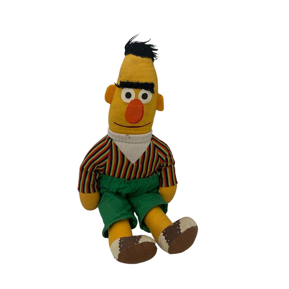 Vintage  1970s Sesame Street Bert Knickerbocker Stuffed Plush Doll 15” Tall